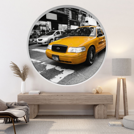 Adesivo Murale - Illusione ottica - Arco rotondo - Taxi New York