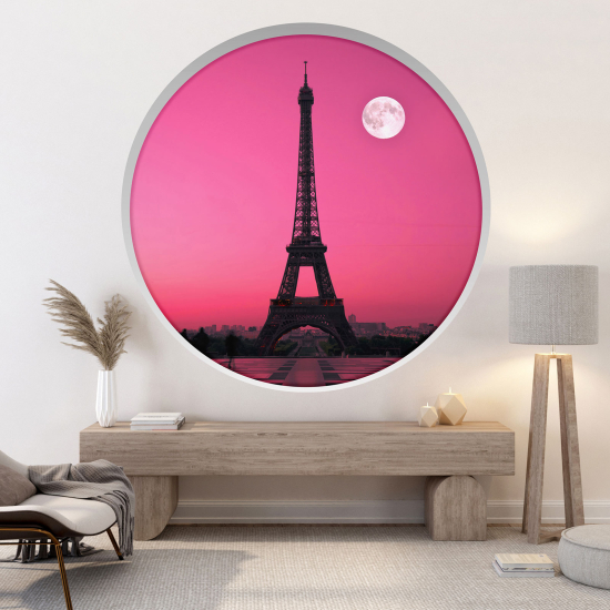 Adesivo Murale - Illusione ottica - Arco rotondo - Torre Eiffel