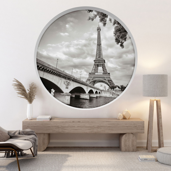 Adesivo Murale - Illusione ottica - Arco rotondo - Torre Eiffel