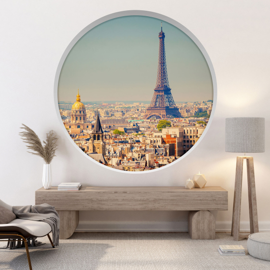 Adesivo Murale - Illusione ottica - Arco rotondo - Torre Eiffel
