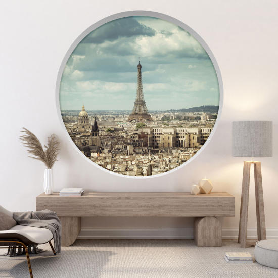 Adesivo Murale - Illusione ottica - Arco rotondo - Torre Eiffel