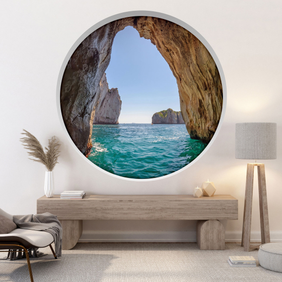 Adesivo Murale - Illusione ottica - Arco rotondo - Vista mare