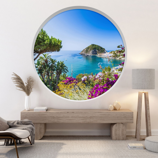 Adesivo Murale - Illusione ottica - Arco rotondo - Vista mare