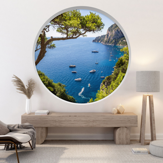 Adesivo Murale - Illusione ottica - Arco rotondo - Vista mare