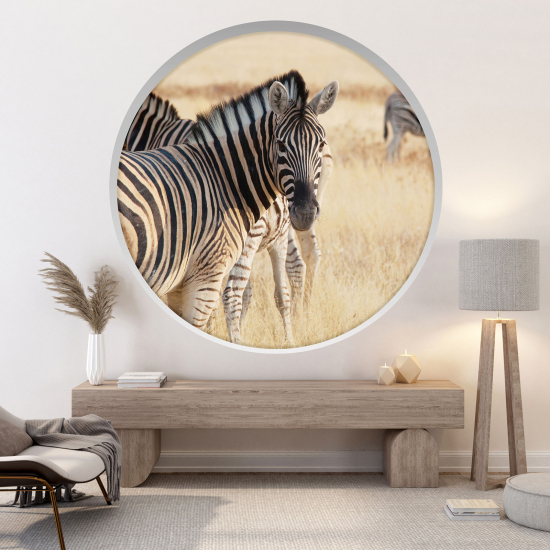 Adesivo Murale - Illusione ottica - Arco rotondo - Zebre