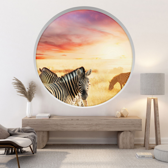 Adesivo Murale - Illusione ottica - Arco rotondo - Zebre