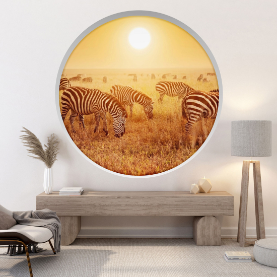 Adesivo Murale - Illusione ottica - Arco rotondo - Zebre