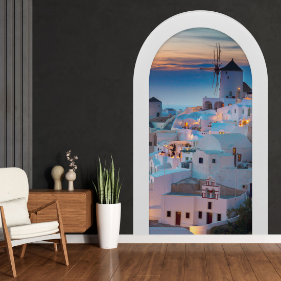 Adesivo Murale - Illusione ottica - Arco - Santorini