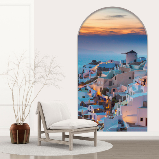 Adesivo Murale - Illusione ottica - Arco - Santorini