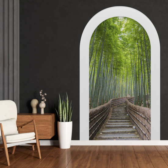 Adesivo Murale - Illusione ottica - Arco - Sentiero Foresta