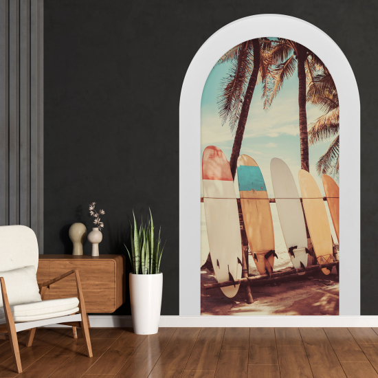 Adesivo Murale - Illusione ottica - Arco - Tavole da surf