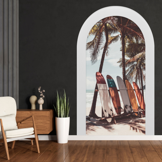 Adesivo Murale - Illusione ottica - Arco - Tavole da surf