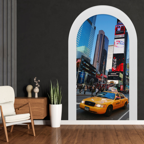 Adesivo Murale - Illusione ottica - Arco - Taxi di New York