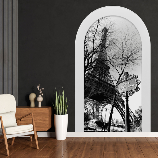 Adesivo Murale - Illusione ottica - Arco - Torre Eiffel