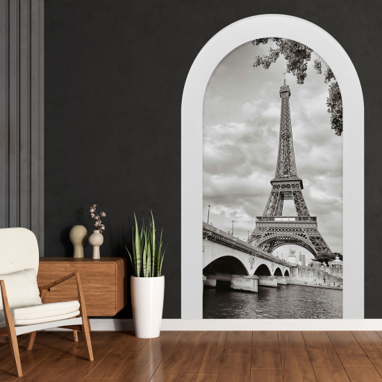 Adesivo Murale - Illusione ottica - Arco - Torre Eiffel