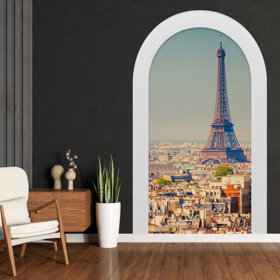 Adesivo Murale - Illusione ottica - Arco - Torre Eiffel