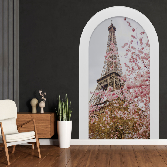Adesivo Murale - Illusione ottica - Arco - Torre Eiffel