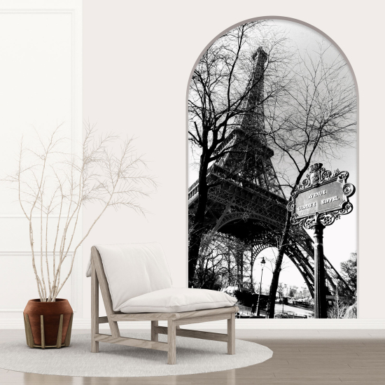Adesivo Murale - Illusione ottica - Arco - Torre Eiffel