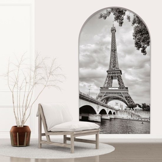 Adesivo Murale - Illusione ottica - Arco - Torre Eiffel