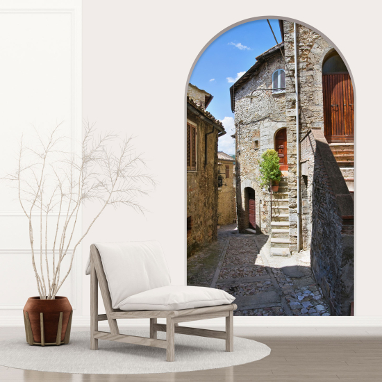 Adesivo Murale - Illusione ottica - Arco - Villaggio