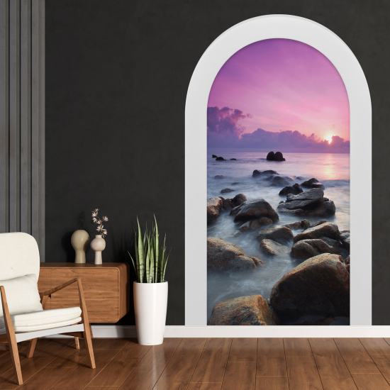Adesivo Murale - Illusione ottica - Arco - Vista Mare