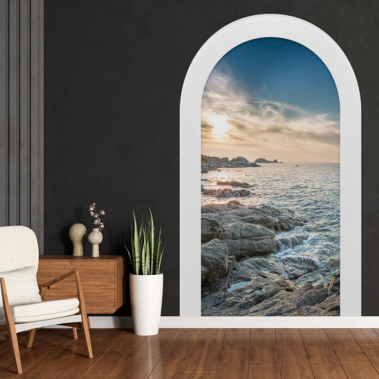 Adesivo Murale - Illusione ottica - Arco - Vista Mare