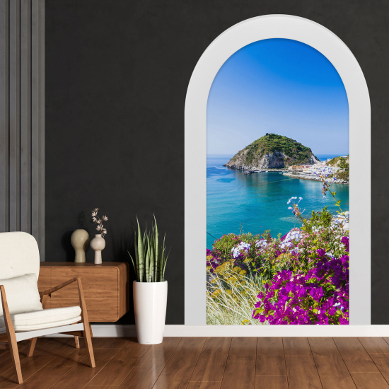 Adesivo Murale - Illusione ottica - Arco - Vista Mare