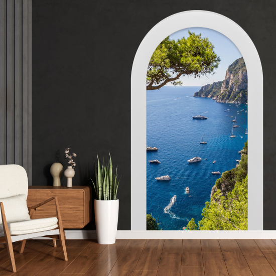 Adesivo Murale - Illusione ottica - Arco - Vista Mare