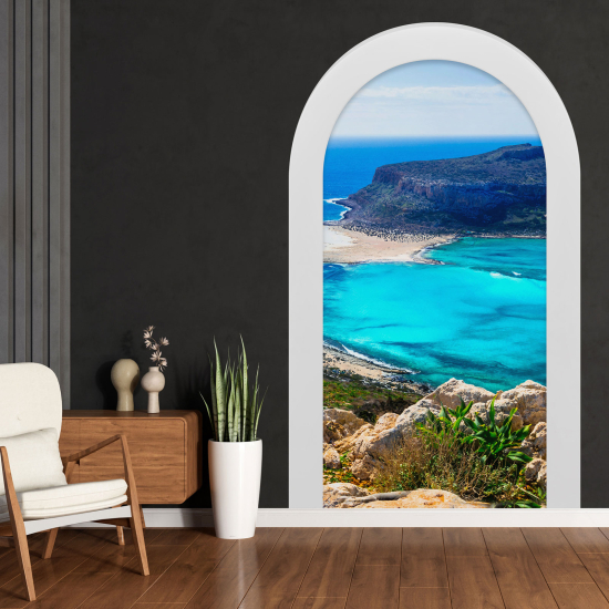 Adesivo Murale - Illusione ottica - Arco - Vista Mare