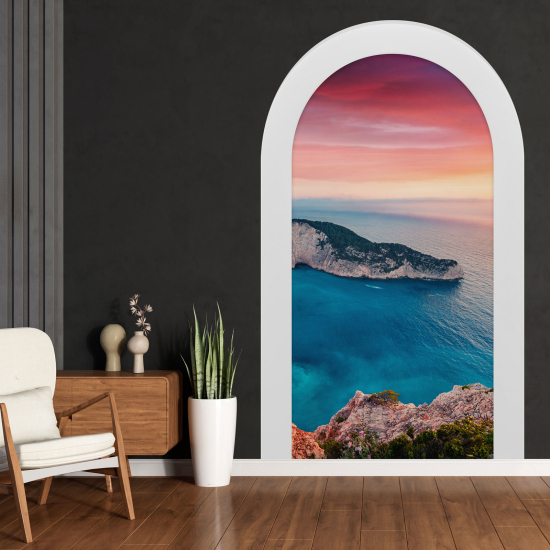 Adesivo Murale - Illusione ottica - Arco - Vista Mare