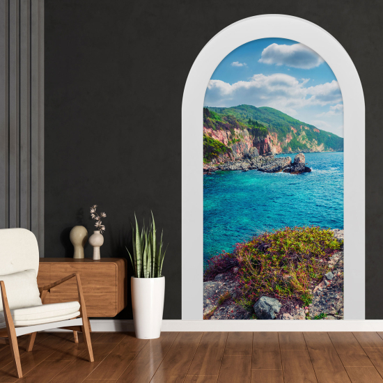 Adesivo Murale - Illusione ottica - Arco - Vista Mare