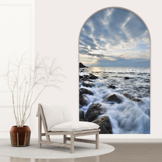 Adesivo Murale - Illusione ottica - Arco - Vista Mare