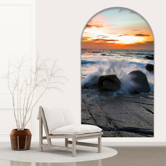 Adesivo Murale - Illusione ottica - Arco - Vista Mare