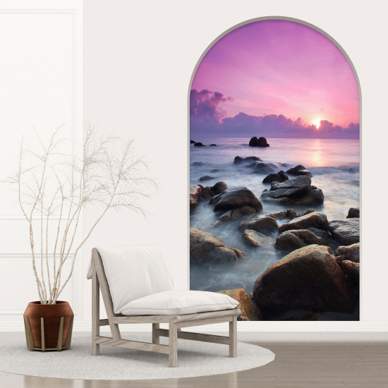 Adesivo Murale - Illusione ottica - Arco - Vista Mare