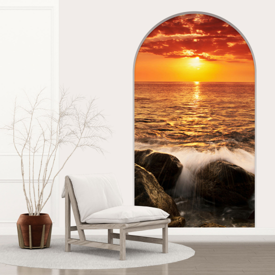 Adesivo Murale - Illusione ottica - Arco - Vista Mare