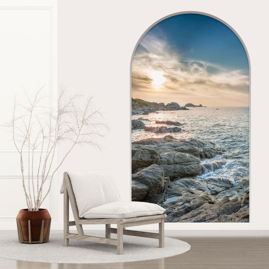 Adesivo Murale - Illusione ottica - Arco - Vista Mare