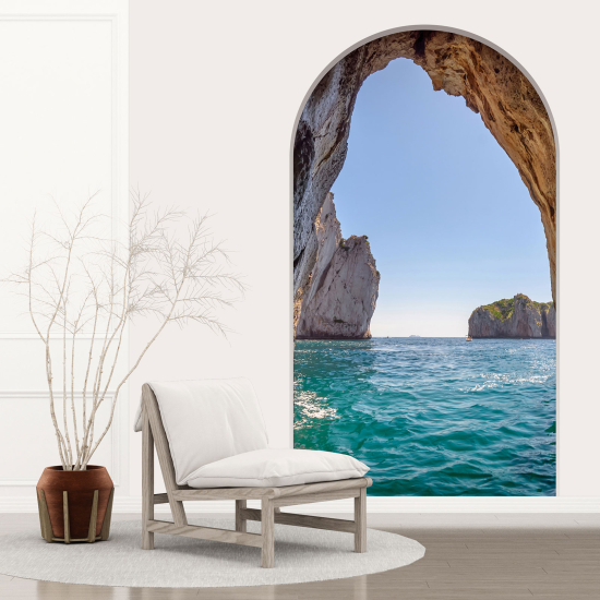 Adesivo Murale - Illusione ottica - Arco - Vista Mare