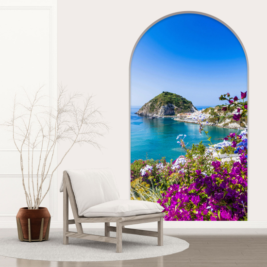 Adesivo Murale - Illusione ottica - Arco - Vista Mare