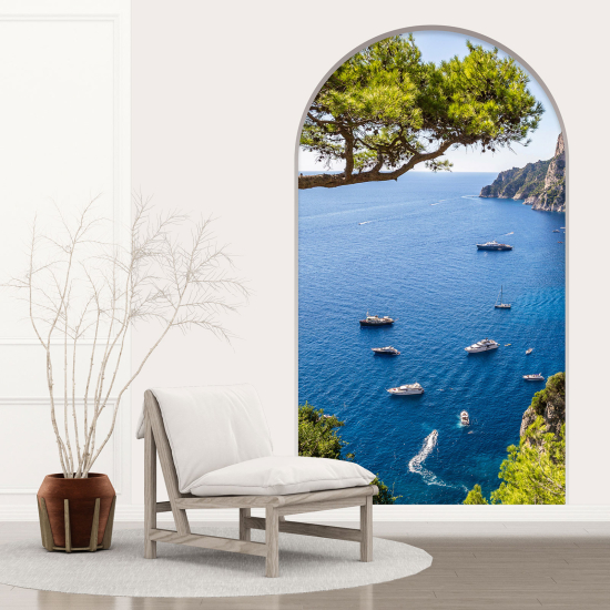 Adesivo Murale - Illusione ottica - Arco - Vista Mare