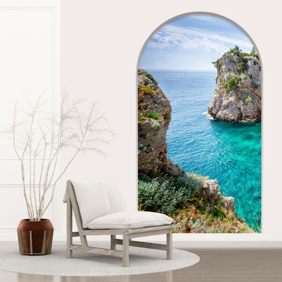 Adesivo Murale - Illusione ottica - Arco - Vista Mare