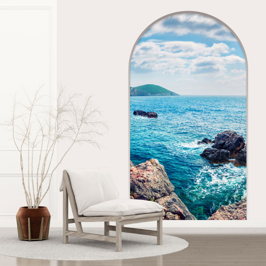Adesivo Murale - Illusione ottica - Arco - Vista Mare