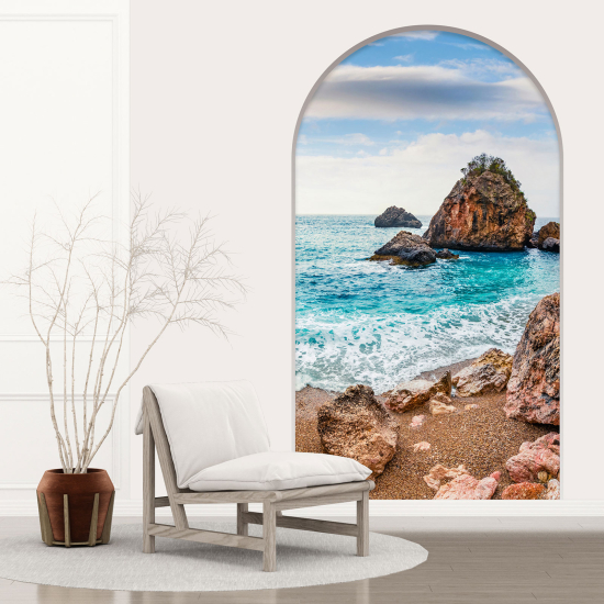 Adesivo Murale - Illusione ottica - Arco - Vista Mare