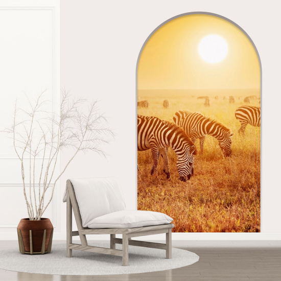 Adesivo Murale - Illusione ottica - Arco - Zebre Savana