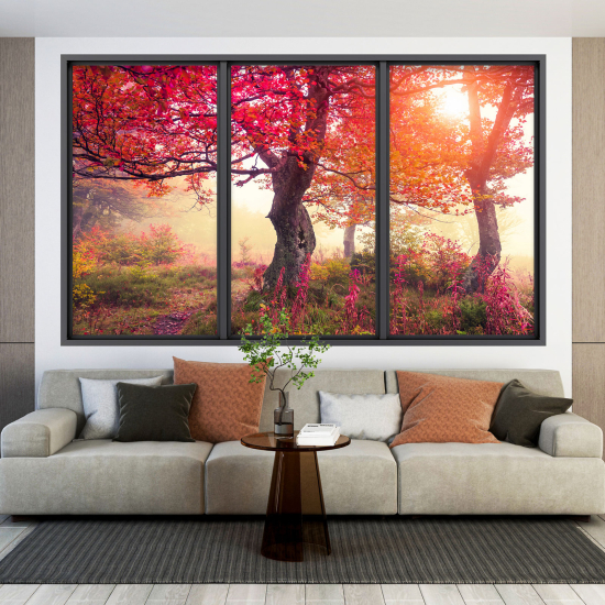 Adesivo Murale - Illusione ottica - Finestra - Alberi