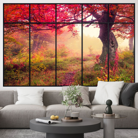 Adesivo Murale - Illusione ottica - Finestra - Alberi