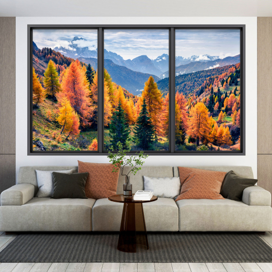 Adesivo Murale - Illusione ottica - Finestra - Autunno