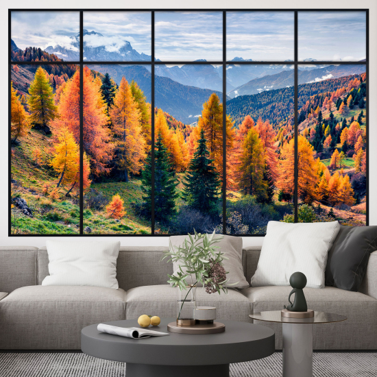 Adesivo Murale - Illusione ottica - Finestra - Autunno