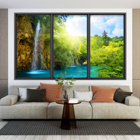 Adesivo Murale - Illusione ottica - Finestra - Cascata
