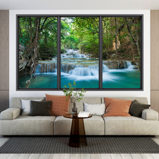 Adesivo Murale - Illusione ottica - Finestra - Cascata