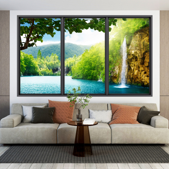 Adesivo Murale - Illusione ottica - Finestra - Cascata